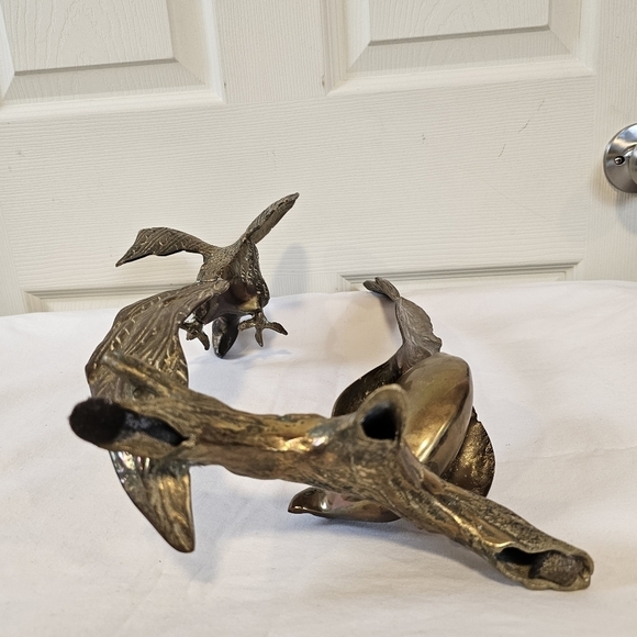 Large Vintage Brass Pheasant Bird Branch MCM Figure Sculpture - Picture 3 of 6